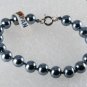 Vintage  Glass Hematite Bead Bracelet Made in Japan 7" Jewelry