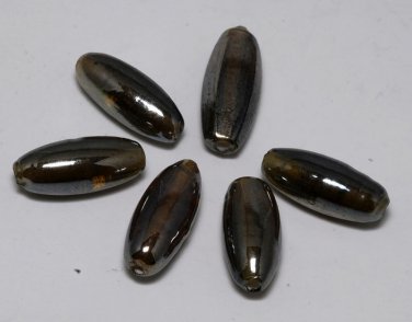 Vintage Brown Iradescent Capsule Bead Finding 6
