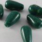 Vintage Green Glass Drilled Through Bead Jewelry Making Set of 6