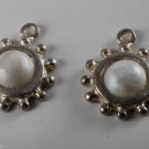 Vintage Faux Pearl White Charm Pendant Jewelry Making Pair