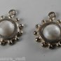 Vintage Faux Pearl White Charm Pendant Jewelry Making Pair