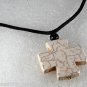 Howlite White Stone Cross Adjustable Black Cord  Necklace Jewelry