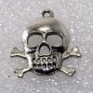 Vintage Silver Metal Skull Crossbone Pendant Jewelry