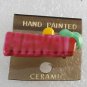Vintage Hand Painted Ceramic Hawaii Pink Pin New on Card