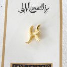 Vintage Letter "H" Mamselle Hand Carved Genuine Gold Finish Lapel Pin