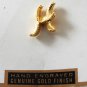 Vintage Letter "H" Mamselle Hand Carved Genuine Gold Finish Lapel Pin
