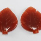 Vintage Brown Plastic Leaf Pendant Pair Jewelry Making