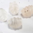 Vintage White Frosted Barrel Glass Beads Drilled Through Set of 4 Findings