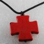 Dyed Howlite Red Stone Cross Adjustable Black Cord  Necklace Jewelry