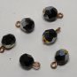 Vintage Set 6 Silver Black Glass Faceted Dangle Beads