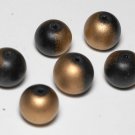 Vintage Set of 6 Two Tone Gold Black Glass Bead Finding