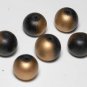 Vintage Set of 6 Two Tone Gold Black Glass Bead Finding