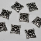 Vintage Silver Metal Square Bead Caps Findings Set of 8