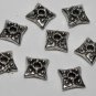 Vintage Silver Metal Square Bead Caps Findings Set of 8