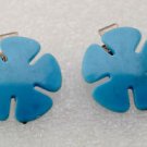 Vintage Blue Flower Hair Clip Pair Plastic Metal Hair Barrette Accessorie