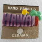 Vintage Hand Painted Ceramic Hawaii Purple Pin New on Card