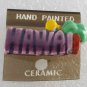Vintage Hand Painted Ceramic Hawaii Purple Pin New on Card