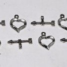 Vintage Set 4 Heart Arrow Toggle Clasp Jewelry Making