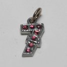Vintage Chzech-Slovak Lucky Number 7 Charm Pendant Pink