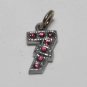 Vintage Chzech-Slovak Lucky Number 7 Charm Pendant Pink