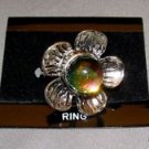 SLVER METAL VINTAGE FLOWER RING CRYSTAL BALL JEWELRY