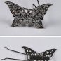 VINTAGE SILVER TONE RHINESTONE BUTTERFLY BARRETTE