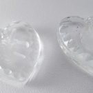 Vintage Clear Glass Beveled Unicorn Heart Charm Pendant Jewelry Making Pair