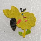 Vintage 70's Bumble Bee Flower Yellow Pin Brooch