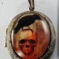 Victorian Style Raw Brass Perfume Locket Skull Crow Glass Dome Cabochon