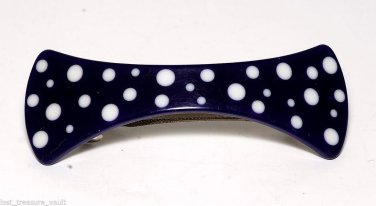 Purple and White Polka Dot Dog Bone Shaped Hair Barrette