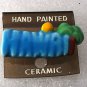 Vintage Hand Painted Ceramic Hawaii Blue Pin New on Card