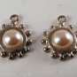 Vintage Faux Pearl Off White Charm Pendant Jewelry Making Pair