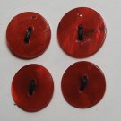Vintage Red Dyed Shell Button Pendant Charms Set of 4