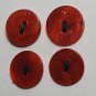 Vintage Red Dyed Shell Button Pendant Charms Set of 4
