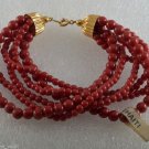 Vintage Bracelet Red Plastic Bead 6 Strand Made in Haiti Jewelry 7 1/2"