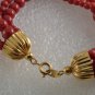 Vintage Bracelet Red Plastic Bead 6 Strand Made in Haiti Jewelry 7 1/2"