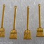 Vintage Set of 4 Brass Broom Sweeping STamping Pendant Jewelry Making