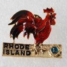 Vintage Lions Club ENamel Gold PLated Rooster Rhode Island Pin