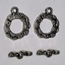 Vintage Pair Silver Metal Pebble Pattern Toggle Clasp