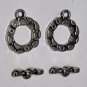 Vintage Pair Silver Metal Pebble Pattern Toggle Clasp