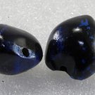 Vintage Large Blue Plastic Fruit Pit Bead Finding Pair