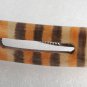 Bella Luxe Wooden Hair Barrette Rectangle Slotted New on Card Silver Clip