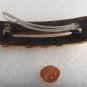Bella Luxe Wooden Hair Barrette Rectangle Slotted New on Card Silver Clip