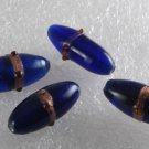 Vintage Oval Glass Beads Cobalt Blue Lampwork  Beading Jewelry Making 4