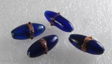 Vintage Oval Glass Beads Cobalt Blue Lampwork  Beading Jewelry Making 4