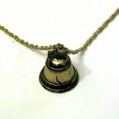Vintage God Bless America Gold Tone Bell Necklace Jewel