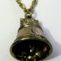 Vintage God Bless America Gold Tone Bell Necklace Jewel