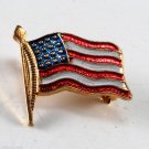 Vintage Painted Brass Metal United States USA Flag Pin