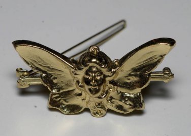 Vintage Gold Butterfly Wing and Face Hair Barrette