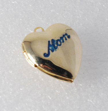 Vintage Gold PLated Mom Heart Locket Pendant 21x19mm